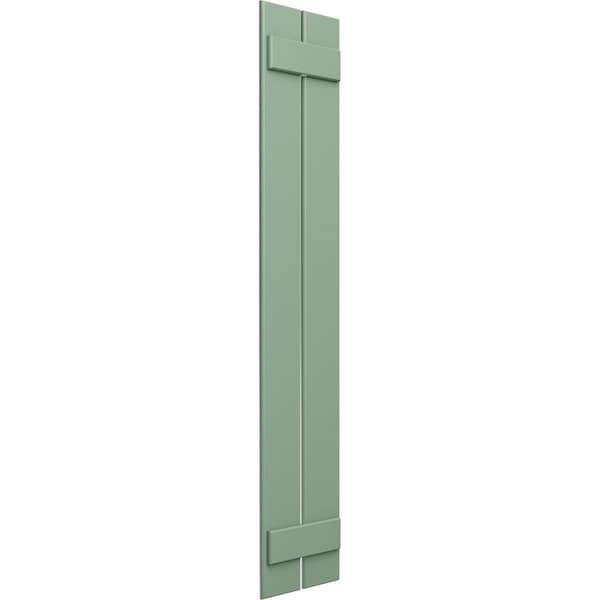 True Fit PVC, Two Board Spaced Board-n-Batten Shutters, Track Green, 11 1/4W X 60H